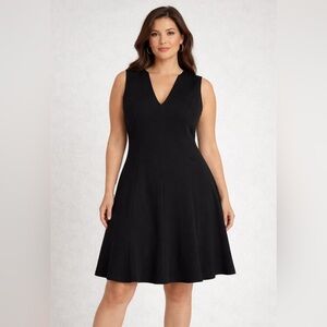 American Living Size 14 Black V-Neck Midi Dress